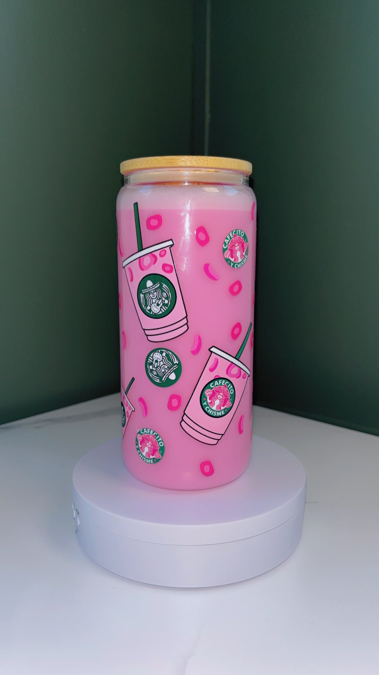 20 oz glass snow globe cup